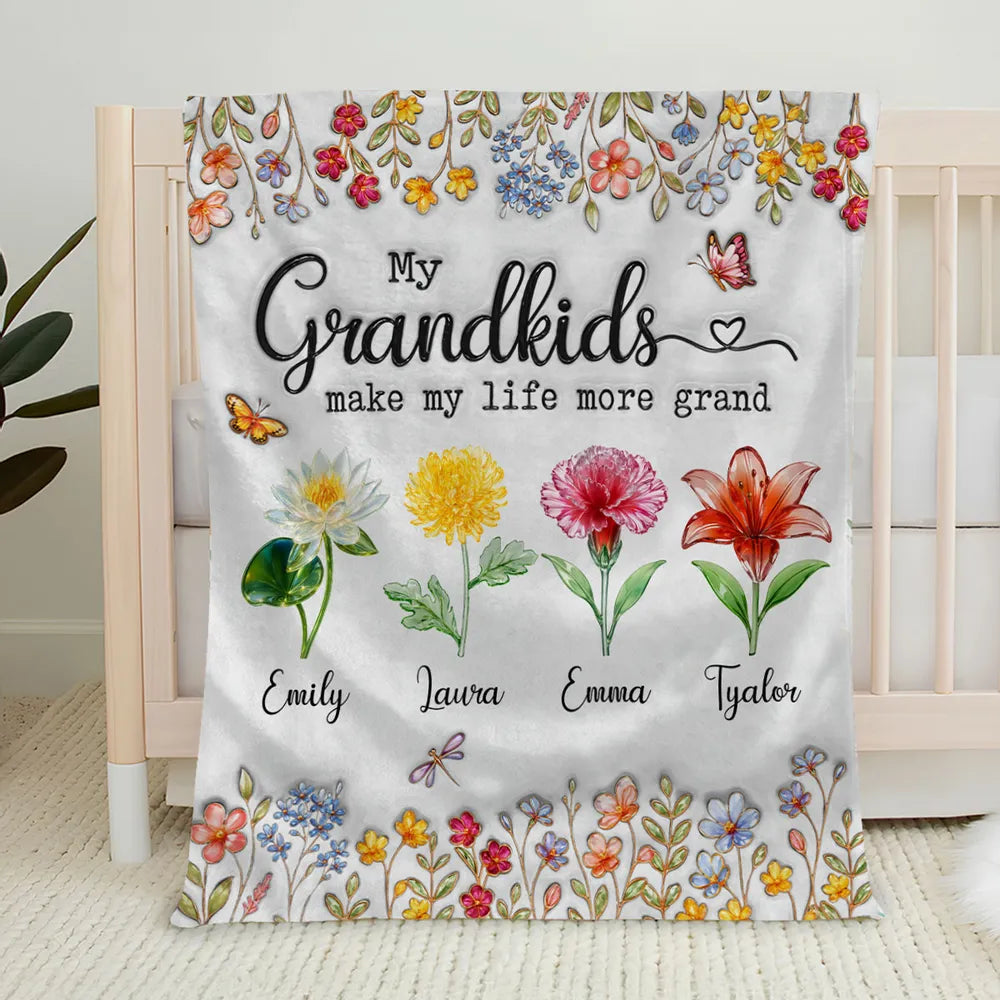 Make Life More Grand With Lovely Kids - Personalized Custom Fleece Blanket