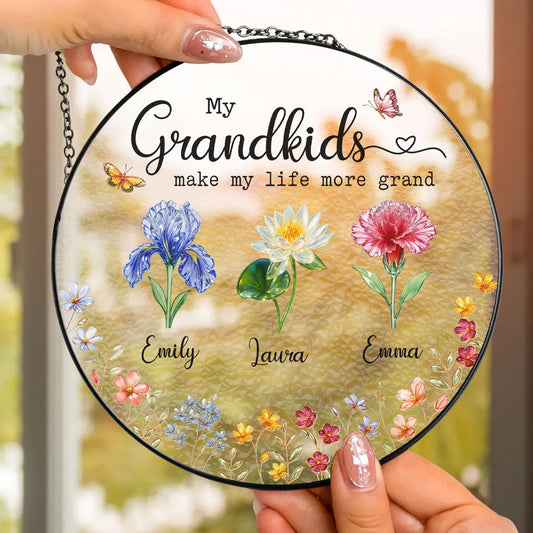 Make Life More Grand With Lovely Kids - Personalized Custom Window Hanging Suncatcher
