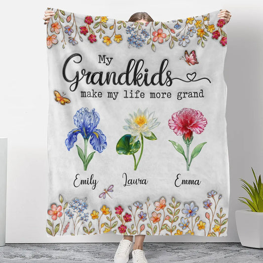 Make Life More Grand With Lovely Kids - Personalized Custom Fleece Blanket