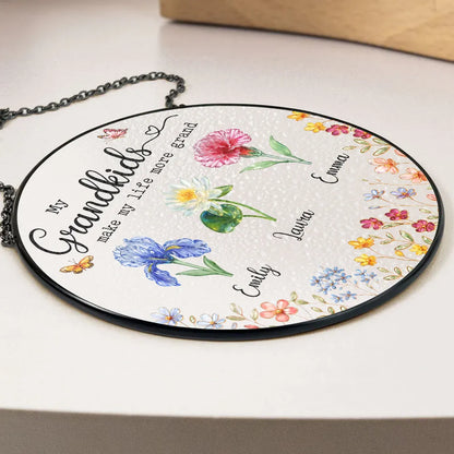 Make Life More Grand With Lovely Kids - Personalized Custom Window Hanging Suncatcher