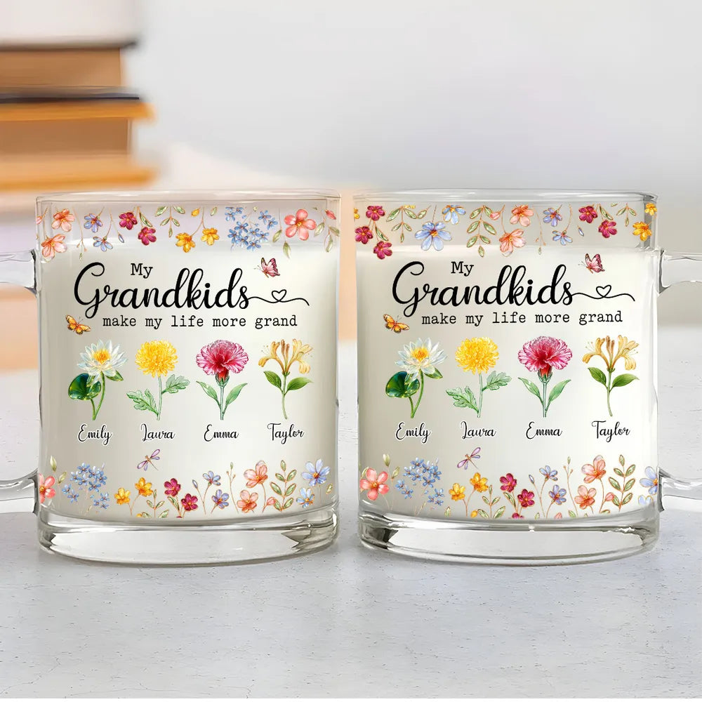 Make Life More Grand With Lovely Kids - Personalized Custom Glass Mug