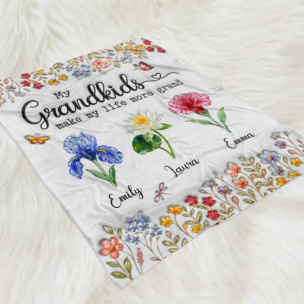 Make Life More Grand With Lovely Kids - Personalized Custom Fleece Blanket