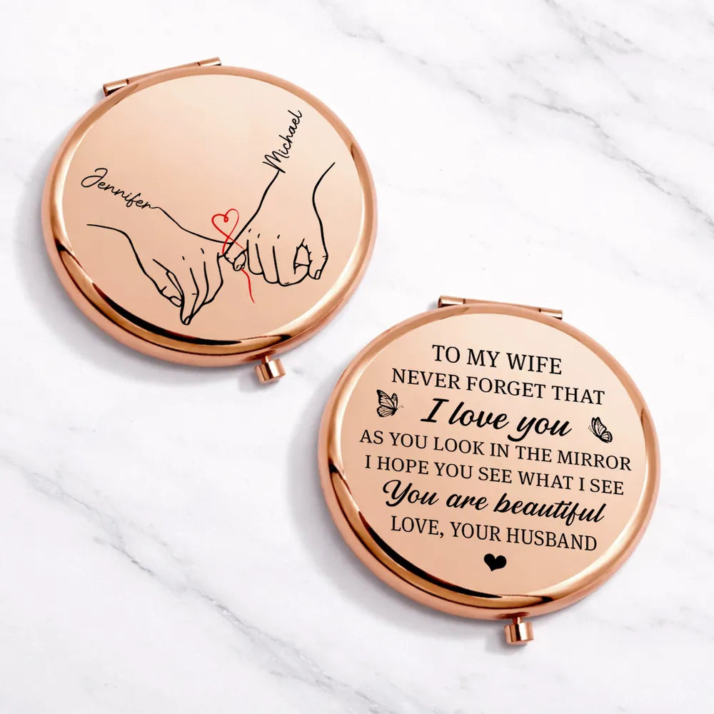 Beauty Reflected Through Love - Personalized Custom Compact Mirror