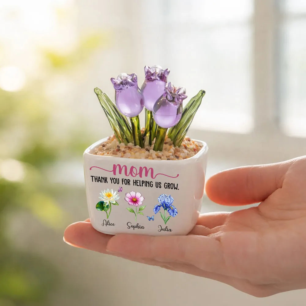 Thank You For Helping Me Grow - Personalized Custom Glass Everlasting Tulips