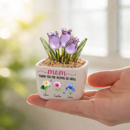 Thank You For Helping Me Grow - Personalized Custom Glass Everlasting Tulips