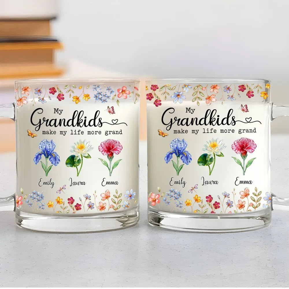 Make Life More Grand With Lovely Kids - Personalized Custom Glass Mug