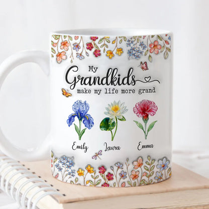 Make Life More Grand With Lovely Kids - Personalized Custom 3D Inflated Effect Mug