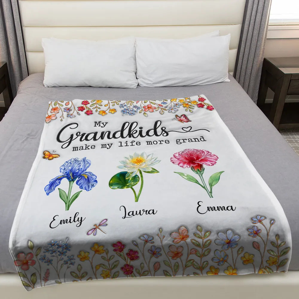 Make Life More Grand With Lovely Kids - Personalized Custom Fleece Blanket