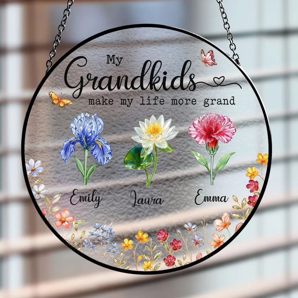 Make Life More Grand With Lovely Kids - Personalized Custom Window Hanging Suncatcher