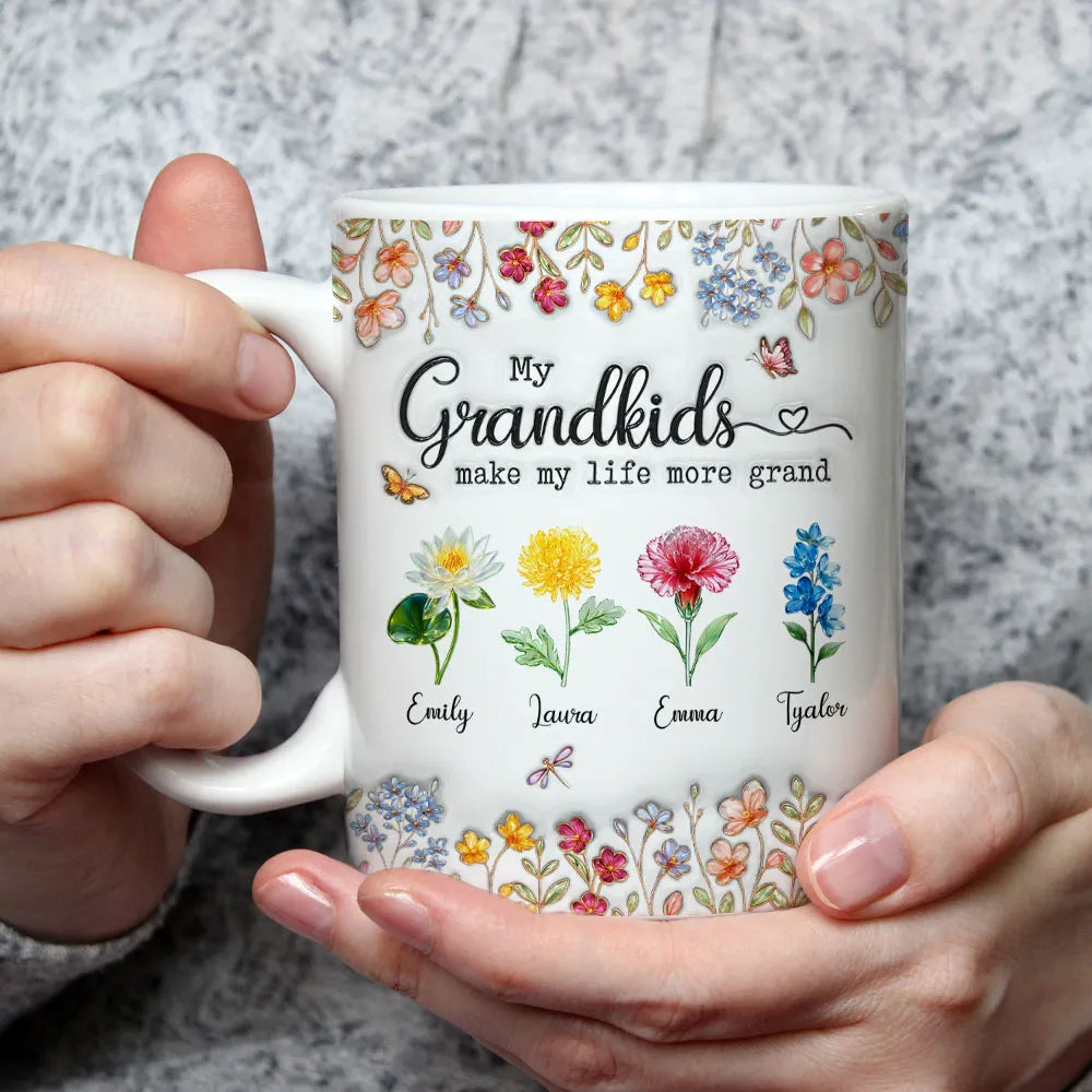 Make Life More Grand With Lovely Kids - Personalized Custom 3D Inflated Effect Mug