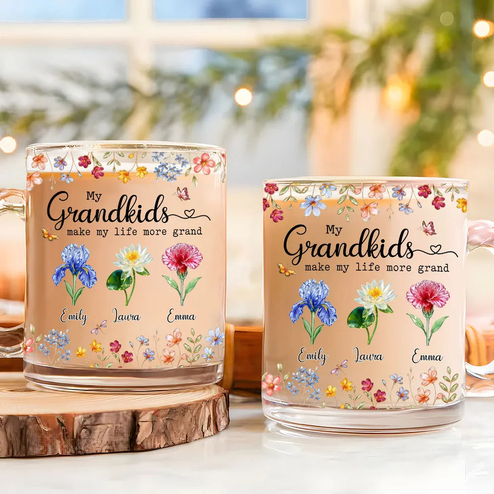 Make Life More Grand With Lovely Kids - Personalized Custom Glass Mug