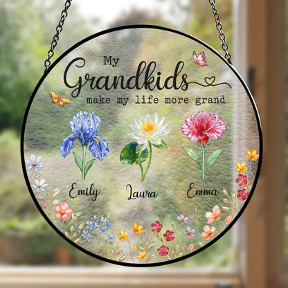 Make Life More Grand With Lovely Kids - Personalized Custom Window Hanging Suncatcher