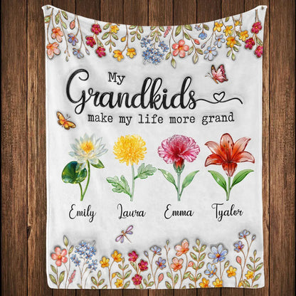 Make Life More Grand With Lovely Kids - Personalized Custom Fleece Blanket