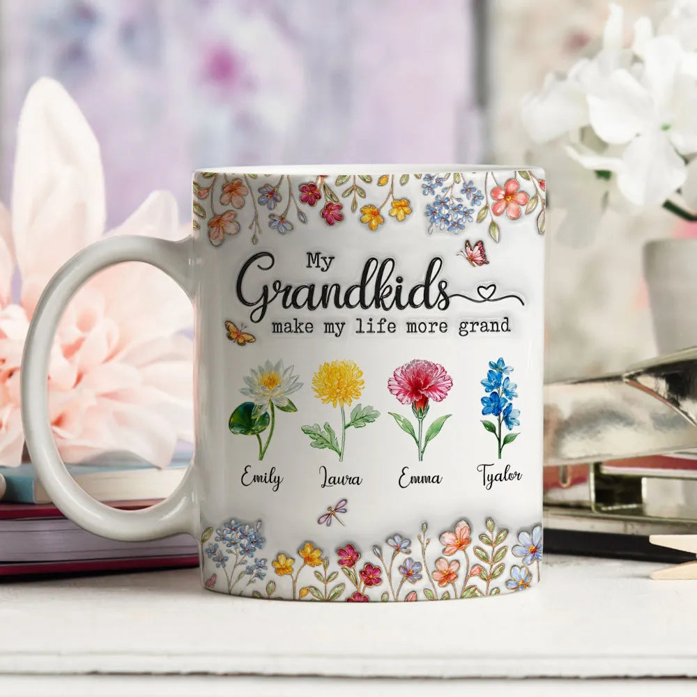 Make Life More Grand With Lovely Kids - Personalized Custom 3D Inflated Effect Mug
