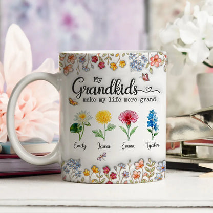 Make Life More Grand With Lovely Kids - Personalized Custom 3D Inflated Effect Mug