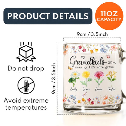 Make Life More Grand With Lovely Kids - Personalized Custom Glass Mug