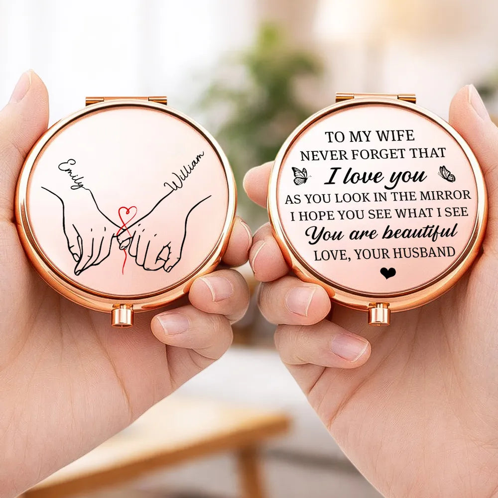 Beauty Reflected Through Love - Personalized Custom Compact Mirror